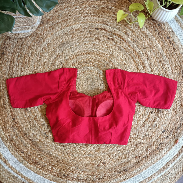 Kora'-Cotton Silk Blouse-Red