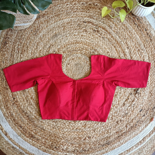 Kora'-Cotton Silk Blouse-Red