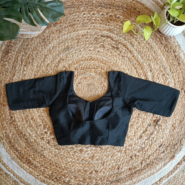 Kora'-Cotton Silk Blouse-Black