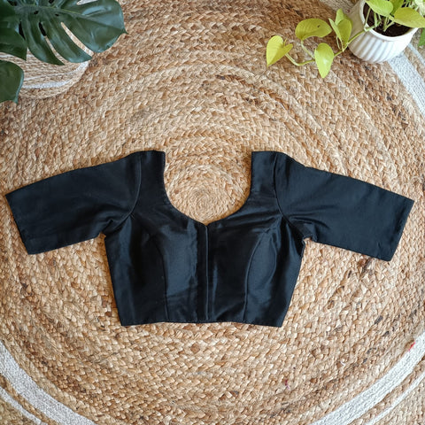 Kora'-Cotton Silk Blouse-Black