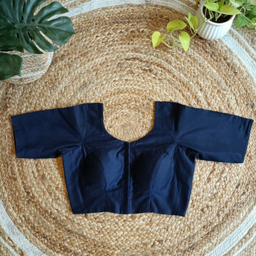 Kora'-Cotton Silk Blouse-Navy Blue