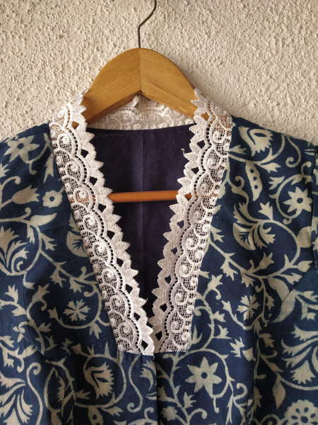 'Leher'-Indigo Dabu Print Blouse