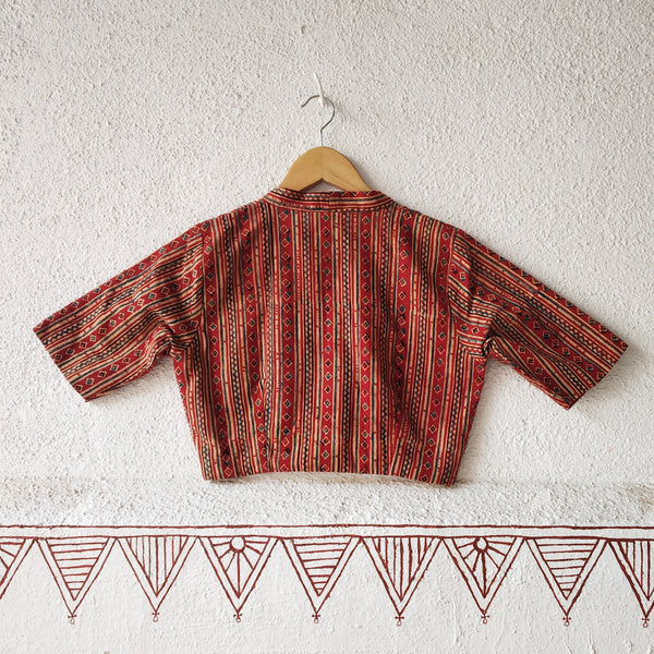 Lakire'-Rust Ajrakh Blouse