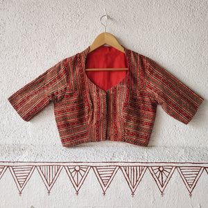 Lakire'-Rust Ajrakh Blouse