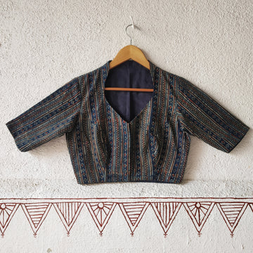 Lakire'-Indigo Ajrakh Blouse