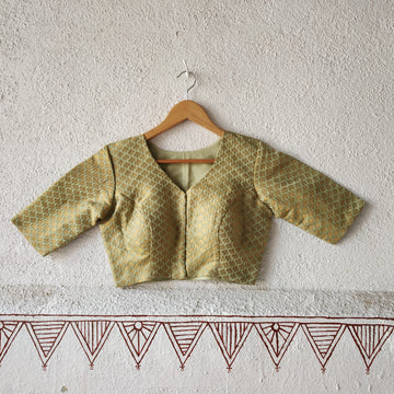 Pista Green Brocade Blouse