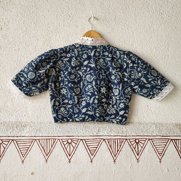 'Leher'-Indigo Dabu Print Blouse