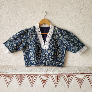 'Leher'-Indigo Dabu Print Blouse