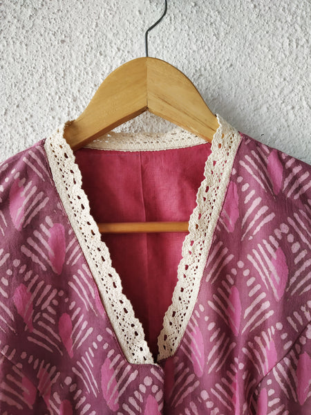 'Leher'-pink Dabu Print Blouse