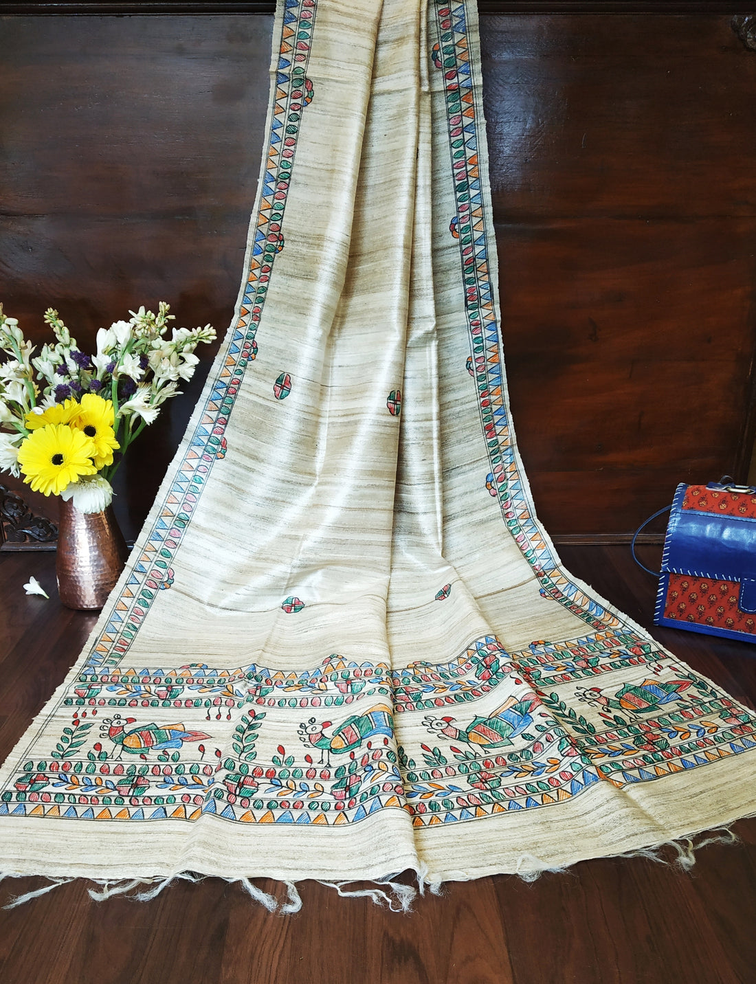 Handpainted Tussar Ghicha Silk Dupatta 2