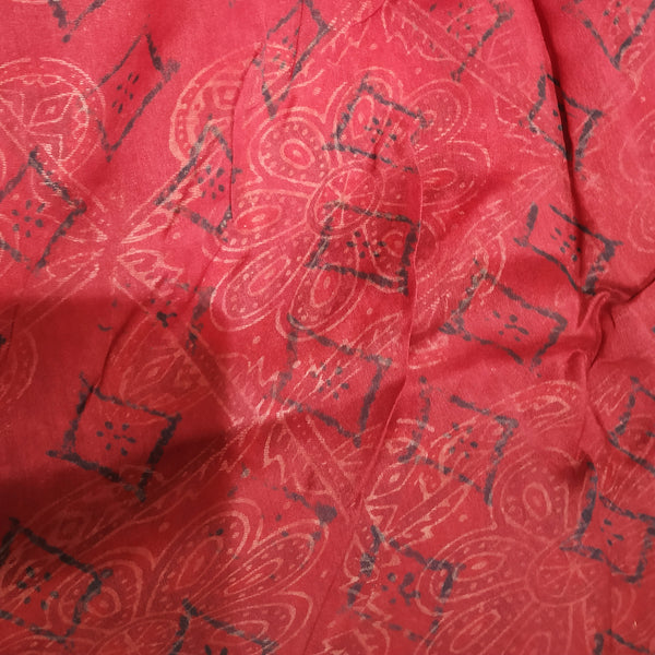 Chanderi Handblock Printed Saree-Maroon