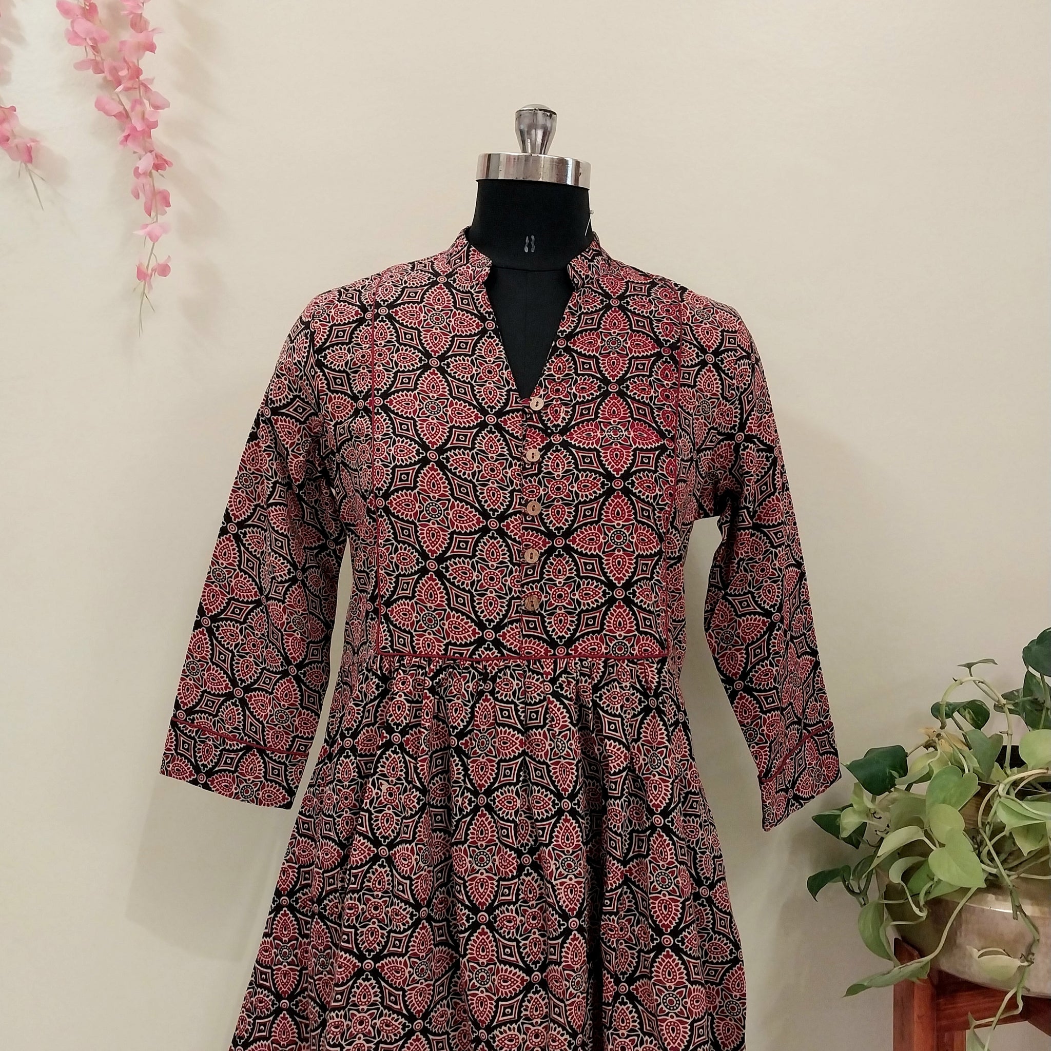 Kalamkari Short Top-Red