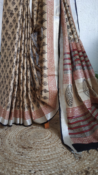 Cotton Linen Block Printed Saree26