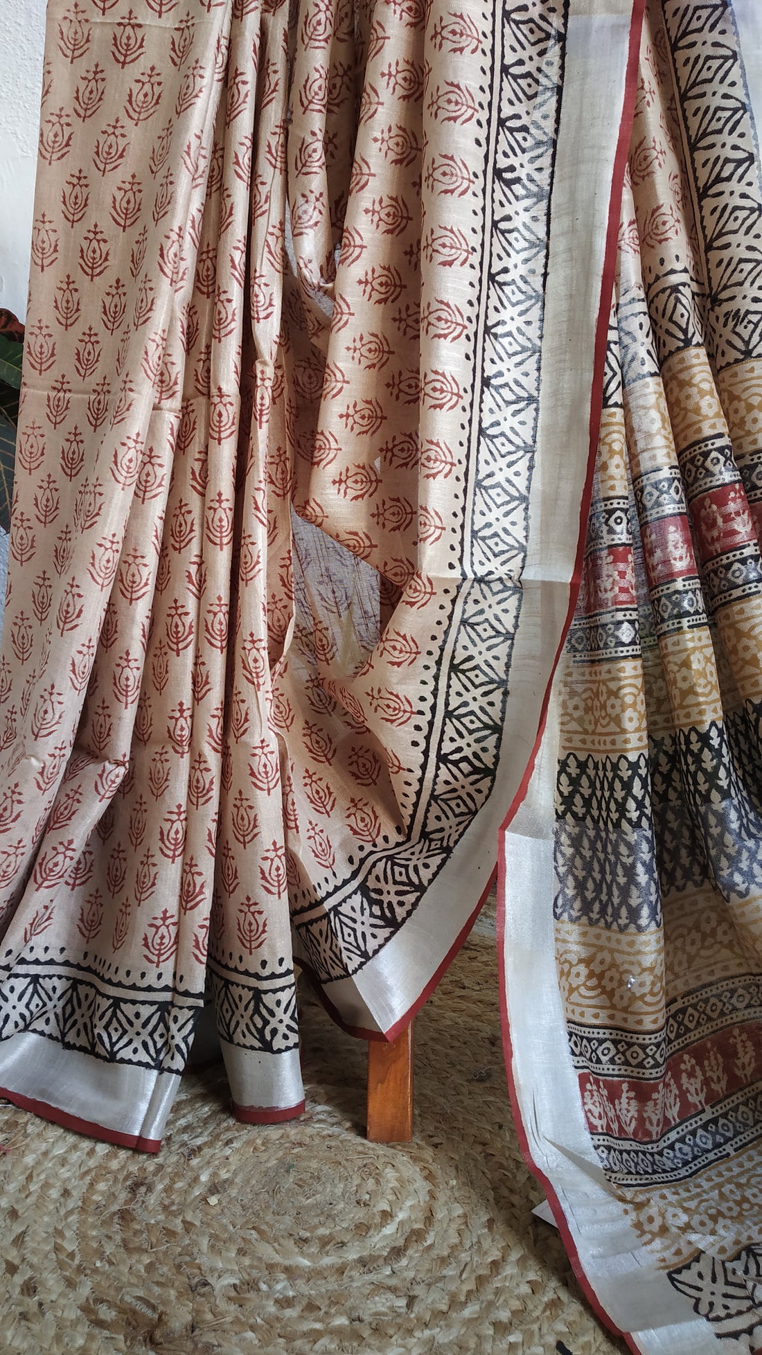 Cotton Linen Block Printed Saree24